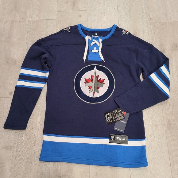 Winnipeg JETS NHL Fanatics Breakaway Lace Up Crew Pullover Sweatshirt - Picture 1 of 8
